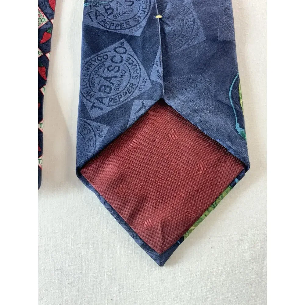 Tabasco Vintage Silk Neck Tie 100% silk Men’s Frog And Lilly Pad Hot Sauce